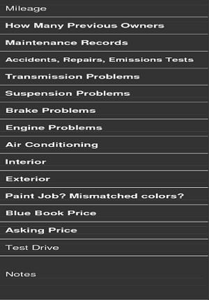 Used car checklist app in India