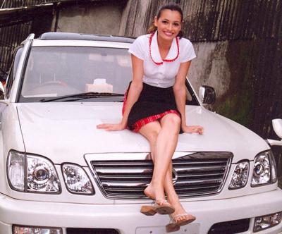 Dia mirza with her lexus lx suv