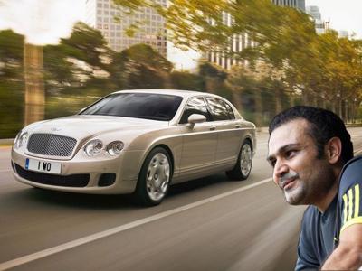 Sehwag with bentley flying spur 