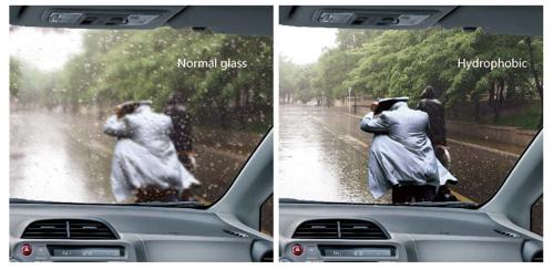 Hydrophobic car glass